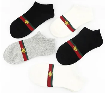 Novo estilo puro algodão meias femininas bordado de homens de negócios de meias casuais suor respirável-absorvente de meias de desporto par de meias