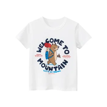 1-9T da Criança Garoto de Camiseta de Verão Meninos do Bebê Girsl Roupas de Bebê de Algodão Top de Manga Curta Infantil Tee Solta Roupa Casual
