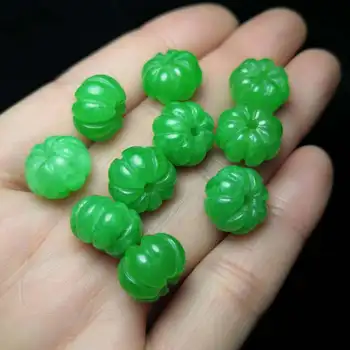 10*13 milímetros de Grau Um Myanmar Jadeite Verde Jade Abóbora Miçangas Para Fazer Jóias Diy Cadeia Bracelete Frisado Charme Colar Accessorie
