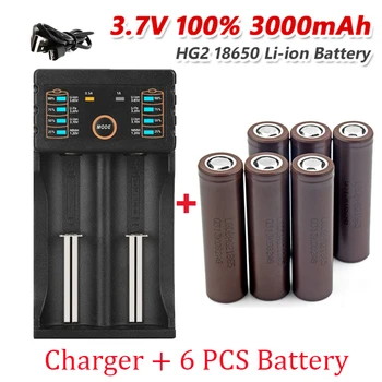 100% original novo hg2 18650 3000mah bateria 3,6 v descarga 20a dedicado para a energia recarregável + carregador