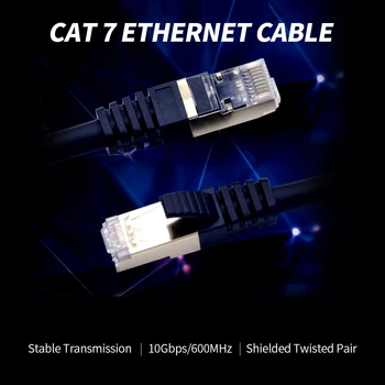 10Gbps 600Mhz Cat7 Ethernet Cabo Blindado de par Trançado//26 AWG de Cobre isento de Oxigénio Núcleos/Ouro Chapeada Interface RJ45 Preto