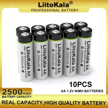 10PCS Liitokala 1,2 V AA 2500mAh Ni-MH Bateria Recarregável Para Temperatura de Arma de Pilhas Brinquedo do Rato de Controle Remoto