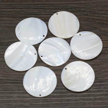10pcs Naturais Mãe Branca Shell Pingente de Encantos Forma Redonda Shell Pingente para Mulheres Fazendo Jóia Colar de Presente Atacado