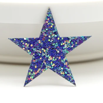 10pcs/lot Coloridas de Brilho de Estrela Patches DIY Emblema para a Transferência de Calor Roupas de Saco de Sapato Casaco, T-Shirt Apliques Faixa Adesivo