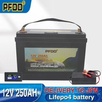 12V 250Ah LiFePO4 Fosfato do Ferro do Lítio da Bateria Built-in BMS 4000+ Ciclos Para Acampar ao ar livre Carrinho de Golfe Solar de Armazenamento + Carregador