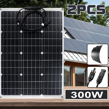 150W 300W Painel Solar 18V Semi-flexível Monocristalino de Célula Solar Portátil ao ar livre Homr Smartphone Carro RV Sistema de Energia Solar