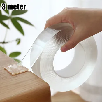 1m Nano Fita Dupla Face Fita adesiva Transparente Impermeável Reusável de Fitas Adesivas de Limpeza, Cozinha Banheiro Suprimentos Fitas