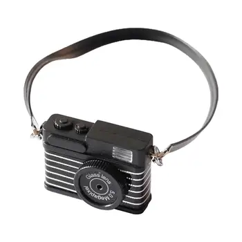 2 Peças 1:12 Miniatura Câmera Digital com Corda de segurança para Casa de Bonecas