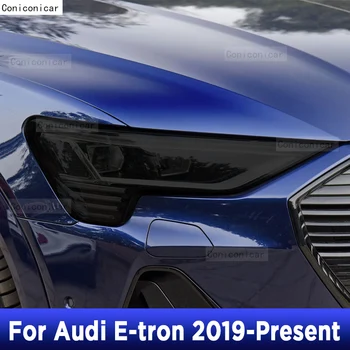 2 Peças Para Audi E-tron Quattro 2020 o Farol do Carro Tonalidade de Preto Película de Proteção, Tampa de Protecção Claro TPU Adesivo Acessórios