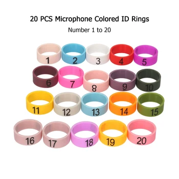20 PCS Microfone Coloridas de IDENTIFICAÇÃO de Anéis de Número Multicolor Silicone Macio, Anel para Distinguir Diferentes Microfones (Cor Aleatória)