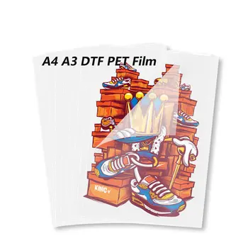 200 peças A4 A3 A3+ tamanho DTF de impressão a jato de tinta de transferência de calor filme do animal de ESTIMAÇÃO folhas para T-shirt de transferência