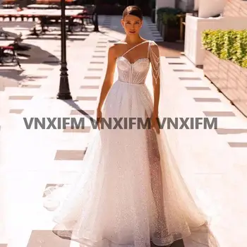 2022 Novo Brilho de Uma Linha de Vestidos de Casamento Vestido de noiva Fenda Lateral Modernos Vestidos de Noiva Robe de mariage Vestido de Noiva Moderna