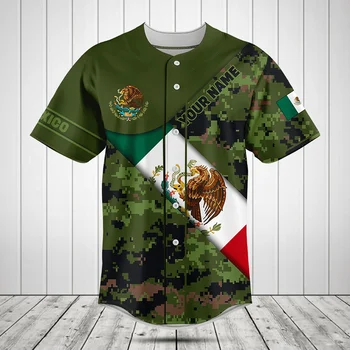 2023 Nome Personalizado de Beisebol Camisa MÉXICO Bandeira de Impressão 3D Verão de Beisebol Jersey Homens Tops da Tee de grandes dimensões Streetwear
