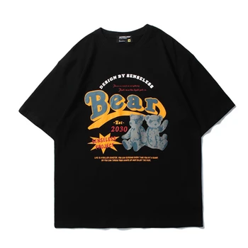 2023 Verão T-shirt dos Homens Novos e Divertidos Letra a Impressão de Manga Curta Marca de Moda de Rua Solto Par em torno do Pescoço Top de Homens Vestuário