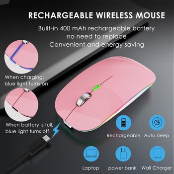2em1 Silêncio Clique em sem Fio Jiggler Mouse compatível com Bluetooth+de 2,4 Ghz 1600DPI Mouse e Movimento Simulador para o Computador Despertar