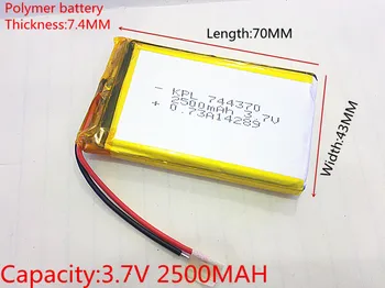 3,7 V,2500mAH,744370 PLIB ( polímero de íon de lítio de bateria ) bateria de iões de lítio para o tablet pc,GPS,mp3,mp4,telefone celular,alto-falante