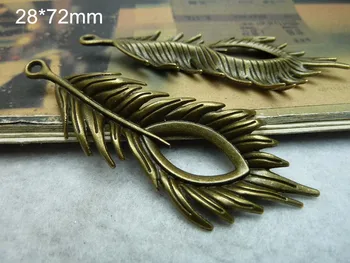 30 peças de Grande Tamanho Pingente de Folha 28*72mm Bronze Antigo Folha de Encantos,DIY Jóias Suprimentos Vintage Metal - Frete Grátis