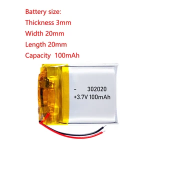 302020 Recarregável de 3,7 v Li-Ion Polímero Bateria 100mah Para Smart Watch,Bluetooth Estéreo Mini, Smart Pulseira, Gravador, Selfie S