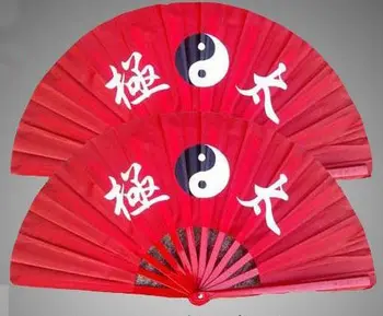 39cm 1pair/2pcs de tai chi plástico de wushu de artes marciais de mão dupla fã de kung fu taiji peônia fãs