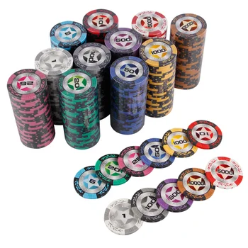 5 Pcs/lote de Barro Fichas Pentagrama Texas Poker Texas Poker de Casino Baccarat de Luxo Fichas de Poker Conjunto de Acessórios tabuleiro de Xadrez, Tipo