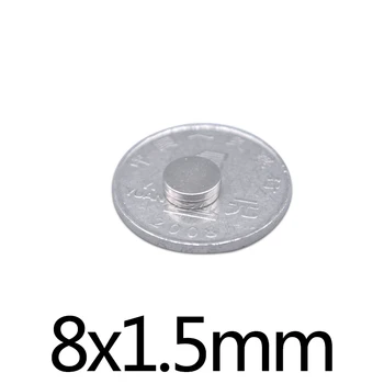 50/100/200pcs 8x1.5 mm de Neodimio Mini circulares Pequenos Ímãs de Geladeira N35 Ímã de Neodímio Dia 8x1.5mm Ímãs Permanentes 8*1.5