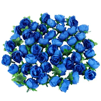 50 Artificial Rosas, 3 Cm De Altura, Decoração De Casamento, Azul-Marinho