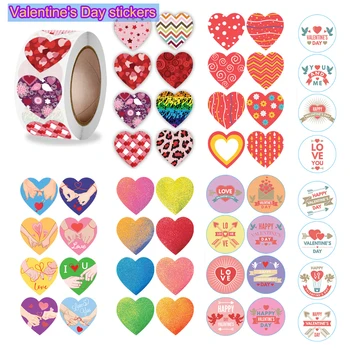 500pcs Forma do Coração Dia dos Namorados Adesivos Festa de Aniversário do Selo de Rótulos Para Embalagens de Presente de Aniversário para festas Bonito Adesivo
