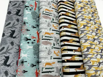 50x110cm floresta fox animal girafa Tecido de Algodão para Tecidos de Costura, Quilting, Tecidos de obra de Bordador Material DIY feito à mão