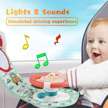 A Roda De Steering Do Brinquedo De Pano Macio Infantil De Simulação De Jogos De Volante De Condução Do Assento De Carro De Brinquedo Com Luz De Música De Presente Para As Crianças Do Bebê