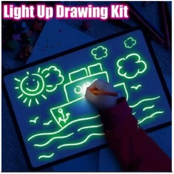 A4 A5 Luz de LED Luminoso quadro de Desenho Montessori Brinquedos Magic Tablet de Desenho Pintura Escrita Tablet Brinquedos Educativos para Crianças