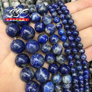AAAAA Natural Lapis Lazuli Rodada Solta 4 6 8 10 12 mm Escolher o Tamanho De 15