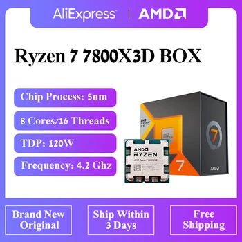 AMD Ryzen 7 7800X3D R7 7800X3D 5.0 GHz 8-Núcleo 16-Thread da CPU Processador de 5NM 96M 100-100000910 Soquete EM5 Novo Lacrado Sem ventilador