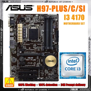 ASUS H97-PLUS/C/SI Original da placa-Mãe Soquete LGA 1150 DDR3 H97 SATA3 USB3.0 Desktop placa-Mãe Com I3 4170 CPU Conjunto