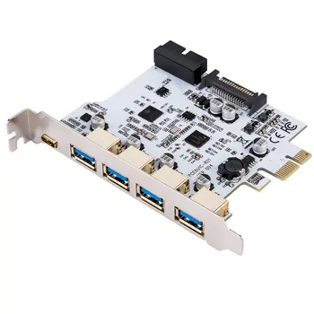 Adicionar Placa USB 3.0 PCI-E Tipo C Placa de Expansão PCI Express, PCI-E USB 3.0 Controller 5Port + 1Port USB 3.1 Placa PCI-E Adapter