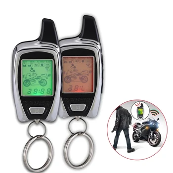 Alarme da motocicleta Alemanha Sistema de Duas Vias com Motor de arranque Remoto Sensor de Microondas LCD Remoto 5000Meter de Segurança Pager de Exibição