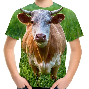 Animais de Vaca Agricultura Pecuária de Impressão 3D Menina Menino de Manga Curta T-Shirt de Verão, as Crianças de Moda de T-Shirt Kids Teen Festa Casual Tees