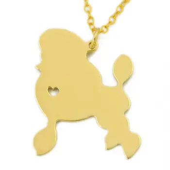 Atacado Poodle colar Pingente coração cão de Estimação da Jóia de Presente para o Amigo da cor do ouro cor de prata 12pcs/monte