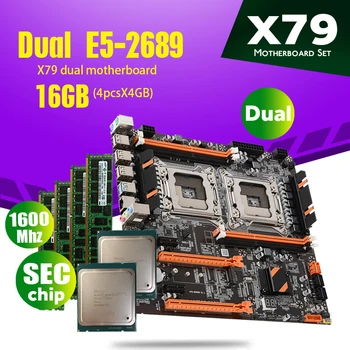 Atermiter X79 CPU Dual placa-Mãe Conjunto com 2 × Xeon E5 2689 4 × 4GB = 16GB 1600MHz ECC REG Memória pc3 12800 DDR3