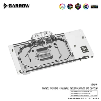 Barrow GPU de Água do Bloco de Cobre Bloco Radiador Com placa Traseira Para o MSI RTX 4090 SUPRIM X 24 BS-MSG4090M-PA