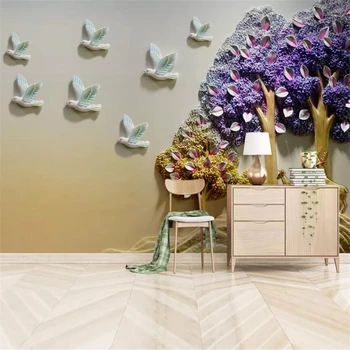 Beibehang papel de parede papel de parede personalizado 3D Estéreo mural de alívio de cabelo árvore de alce na parede do fundo sala de estar efeito 3d papel de parede