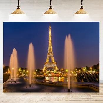 Bela Paris, A Torre Eiffel, A Praça De Fotos Fotografia De Estúdio Pano De Fundo De Paris A Visão Noturna Adereços Cartaz Na Parede De Fundo Do Banner