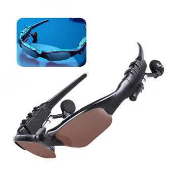 Bluetooth Óculos Estéreo de Fones de ouvido sem Fio com Microfone Óculos de sol Polarizados de Cancelamento de Ruído Fones de ouvido Esportivos Equitação de Vidro