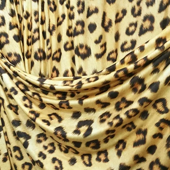 Bom Leite De Seda Ganso Gellow De Malha De Algodão/Elastano Tecido De 4 Vias Elástico Padrão De Leopardo Pano De Impressão Diy De Costura Vestido Etapa Traje