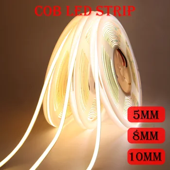 COB LED Strip 320/384/528LEDs/m Macia e Flexível DC12V/24V Barra de Luz Quente Natureza Fria Branco para Decoração de Iluminação 6000K 3000K 4000K