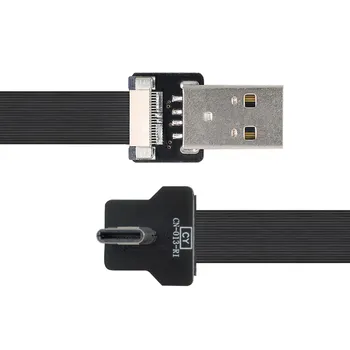 Cablecc Ângulo Direito USB 2.0 Tipo A Macho para USB-C-Tipo C Masculino de Dados Plana Slim FPC Cabo para FPV & Disco & Telefone