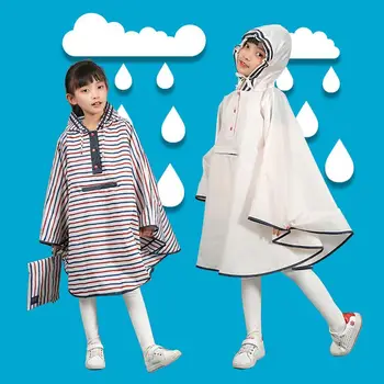 Cabo de estilo para crianças, capa de chuva alunos do ensino fundamental trazem mochilas escolares de uma peça neutra impermeável leve do cabo