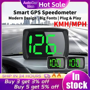 Carro Universal HUD Head Up Display KMH/H Velocímetro GPS de 2,8 Polegadas Grande Fonte Digital Medidor de Velocidade do Relógio Medidor de Acessórios Automotivos