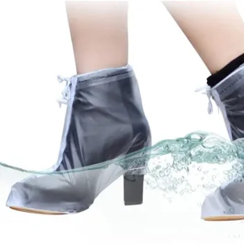 Cobre sapatos Tampa de Pvc Salto Alto antiderrapante de salto Alto Sapato Impermeável para a Chuva de Mulheres Inverno Reflexiva Revestimento Exterior