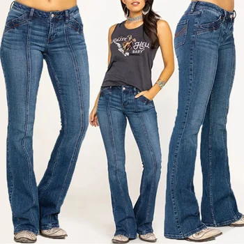 Compra direta mulheres jeans slim fit calças de senhora