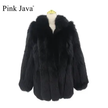 Cor-de-ROSA JAVA QC20117 nova chegada mulheres casacos de inverno real fox fur casaco de pele natural casaco de peles de luxo roupas da moda